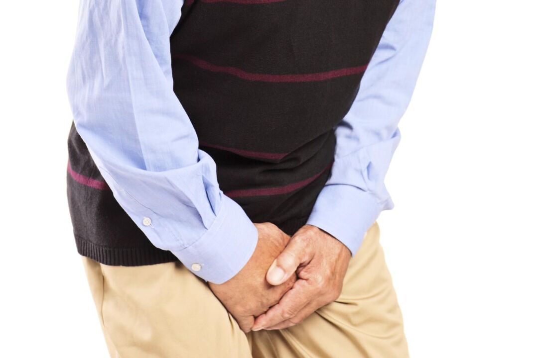 Pria dengan prostatitis kongestif terganggu oleh rasa sakit atau nyeri yang tajam di daerah selangkangan
